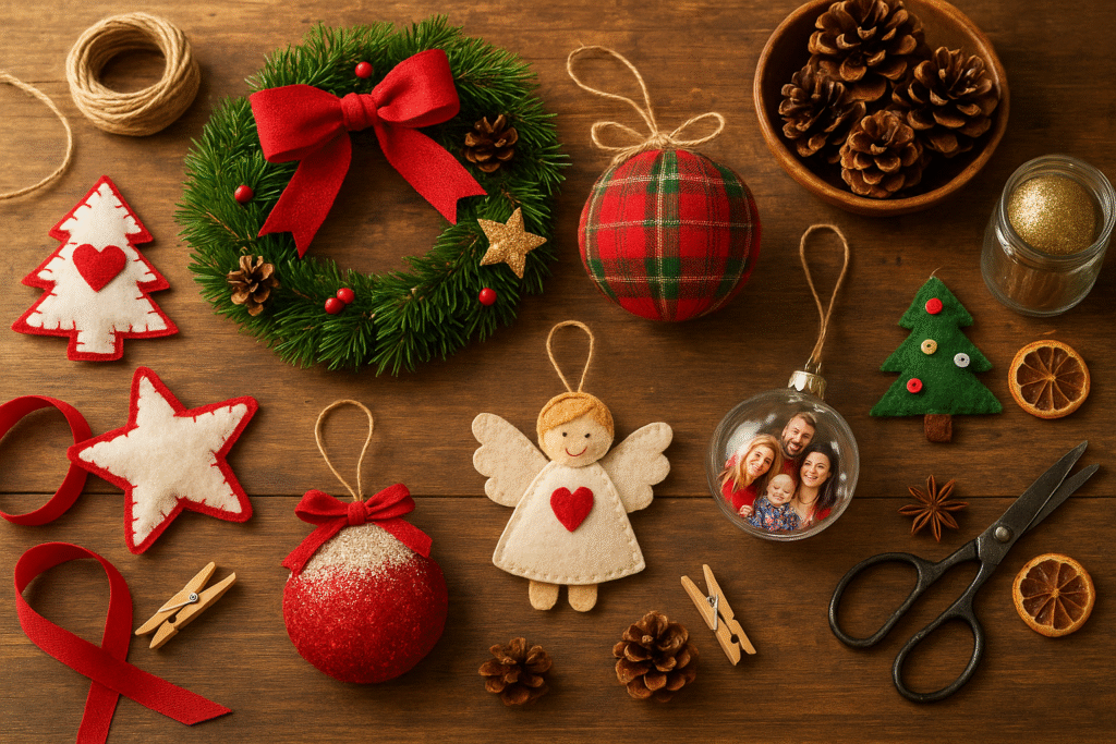 Ideias criativas de enfeites de Natal feitos à mão