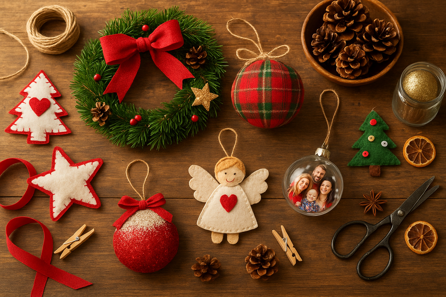 Ideias criativas de enfeites de Natal feitos à mão