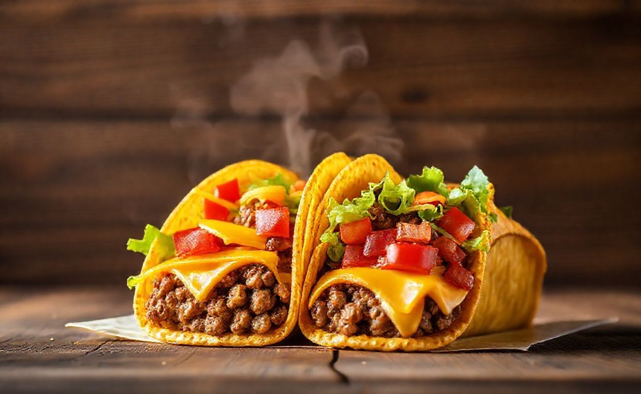 Big Mac Tacos crocantes recheados com carne temperada, queijo derretido, alface fresca, tomate e molho especial em tortilhas douradas