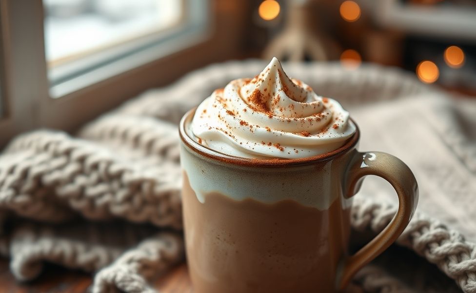 Chocolate quente cremoso em caneca com chantilly e canela, mostrando textura aveludada e aroma convidativo dos chocolate quente ingredientes