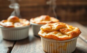 Empadinha de Frango Saudável dourada e crocante servida individualmente, com massa integral e recheio cremoso visível