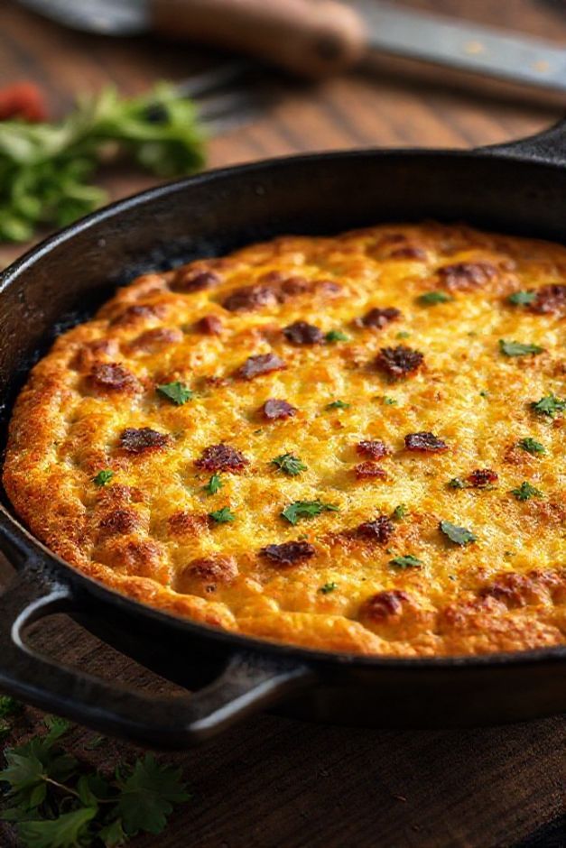 Farofa brasileira dourada e crocante em frigideira de ferro, mostrando textura perfeita dos ingredientes para fazer farofa tradicional