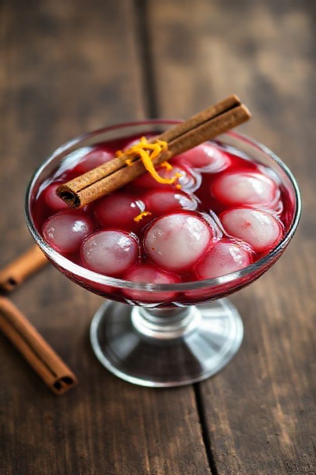 Sagu de Vinho brasileiro servido em taça com bolinhas translúcidas em calda vermelha aromática - ingredientes e modo de preparo tradicionais